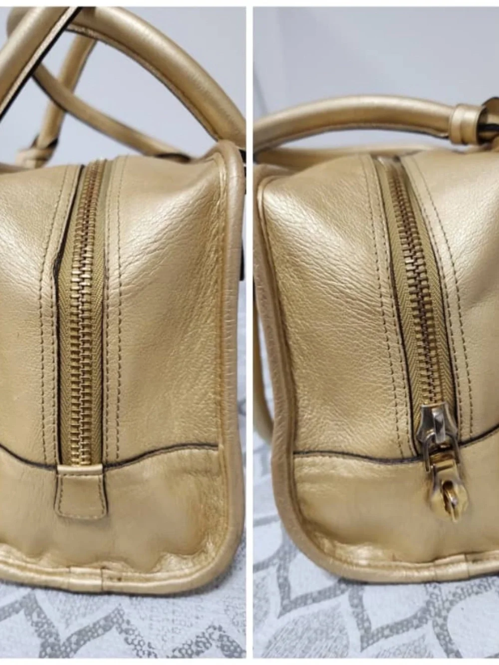 Authentic LOEWE Metallic Goatskin Amazona 36 Shoulder Bag Gold